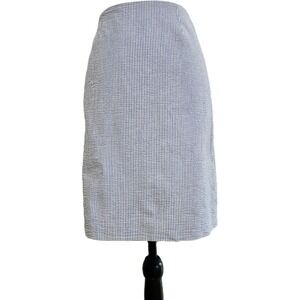 Brooks Brothers Blue & White Striped Seersucker Skirt Size 4 Preppy Country Club